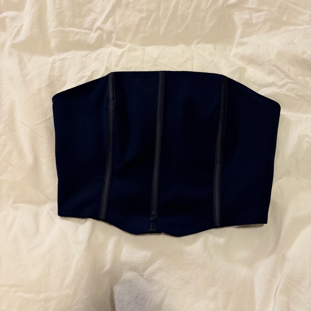 Kendall & Kylie Deep Navy Strapless Corset Top
